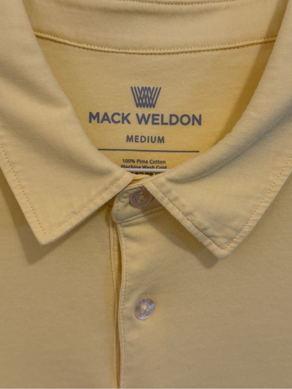 Mack Weldon Pima Cotton Polo Golf Shirt Yellow Men’s Medium